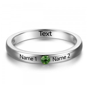 Birthstone Ring for mom, Sterling Silver Personalized Engravable Ring JEWJORI102737